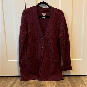 Duluth Trading Co Maroon Cable Knit Cardigan